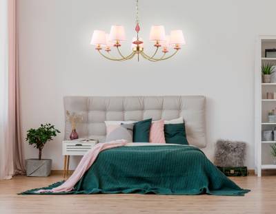 Светильник подвесной LH75025/7 GD/PI золото/розовый E14/7 max 40W D890*800