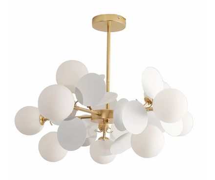 074160-10,33(01) Подвес Матиас матовое золото d67 h50 G9 10*5W (Led лампы в комплекте, 4000K) (золотой корпус, белые декор элементы)