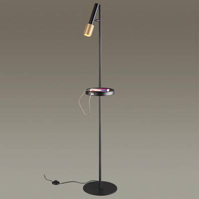4240/1F HIGHTECH ODL21 381 черн/зол/металл Напольн.св-ник c выкл, USB IP20 LED GU10 max 10W MEHARI
