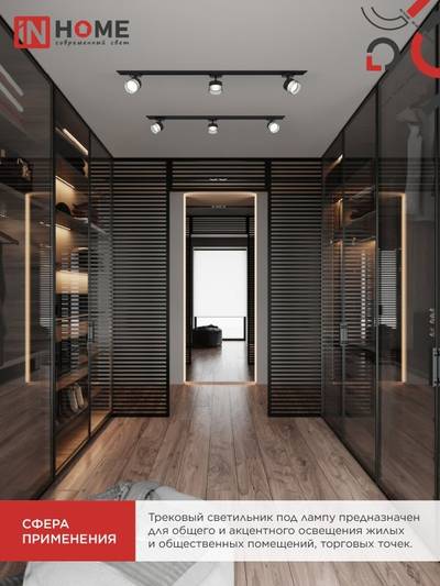 Светильник трековый TR-SOFT-GX53 SB-BS-BL под GX53 дым. плафон черн. IN HOME 4690612058016