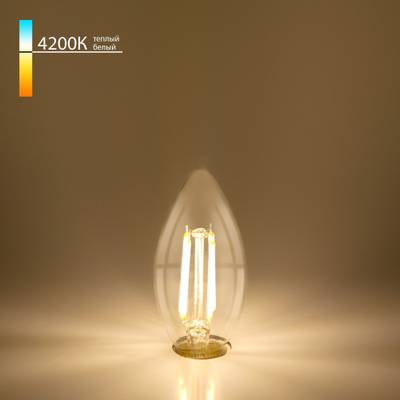 Филаментная светодиодная лампа "Свеча" C35 9W 4200K E14 (CW35 прозрачный) BLE1426