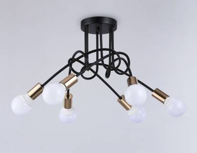 Потолочный светильник в стиле лофт TR80419/5 BK/GD черный/золото E27/5 max 60W D690*370
