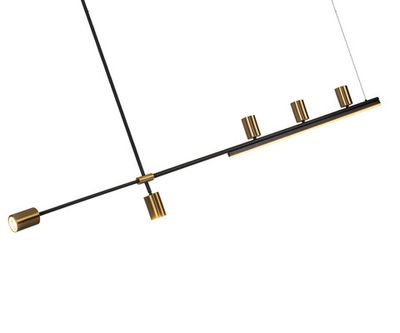 07618-150,36 Люстра Рия латунь L150 h116/86/46 GU10 5*5W+Led 15W (3000K) (лампы в комплекте)