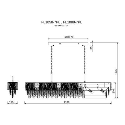 Люстра подвесная Delight Chrome FL1088-7PL, E14х7
