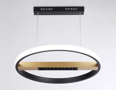 Подвесной светодиодный светильник с пультом управления FL51489 BK/GD черный/золото 62W 3000K-6400K D600*1000 (ПДУ ИК)