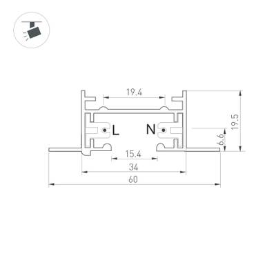 Трек LGD-2TR-TRACK-F-2000-BK-M (C) (Arlight, IP20 Металл, 3 года)