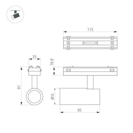 Светильник MAG-VIBE-SPOT-R35-8W Day4000-MIX (BK, 24 deg, 48V, DALI) (Arlight, IP20 Металл, 5 лет)