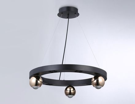 Светильник светодиодный подвесной FL5961 BK/GD черный/золото 4200K 32W  D600*1200 (Без ПДУ)