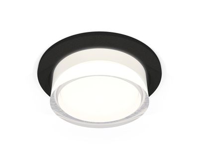 Комплект встраиваемого светильника с акрилом XC6513063 SBK/FR/CL черный песок/белый матовый/прозрачный MR16 GU5.3 (C6513, N6241)