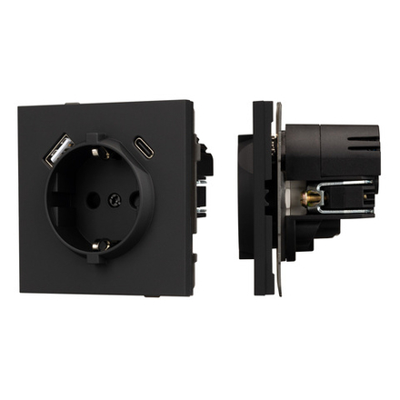 Механизм розетки с USB зарядкой SCT-TENDO-MUAC-SFPL-BK (230V, 16A) (Arlight, -)