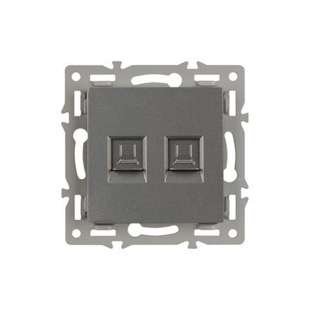 Механизм компьютерной розетки двойной SCT-MPC2-PL-GR (RJ-45, CAT6) (Arlight, -)