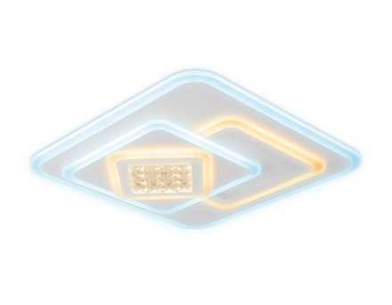 Потолочный светодиодный светильник с хрусталем FA255 WH белый 118W 500*500*80 (ПДУ РАДИО 2.4)