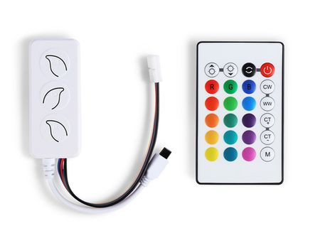 Контроллер WIFI Tuya для светодиодных лент RGB+CCT с управлением белого света c инфракрасным пультом 10A 12V 120W/ 24V 240W GS11601 (CR2025)