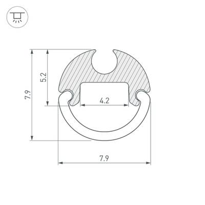 Профиль ARH-ROUND-D8-2000 ANOD (Arlight, Алюминий)