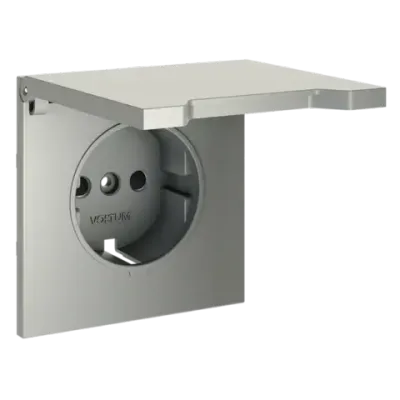 VLS000805 Накладка для розетки с заземлением, защитными шторками и крышкой, S70 (сталь). (ТМ Maytoni)