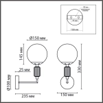 6580/1W CLASSI LN26 36 французское золото, серый/белый металл, керамика/стекло Настенный светильник E14 1*40W 220V VIVIEN