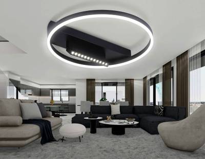 Потолочный светодиодный светильник FL51458/1+1 BK черный 60W 3000K-6400K+4200K D500*110 (ПДУ РАДИО 2.4G)