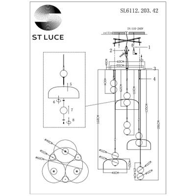 SL6112.203.42 Светильник подвесной ST-Luce Золотистый/Молочно-Белый,Прозрачно-Дымчатый LED 1*42W