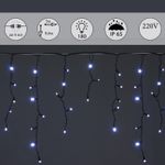A-057A WT/W FLASH гирлянда светодиодная, 5х0,6м, 180LED, в виде "бахрома", провод черный, морозост.