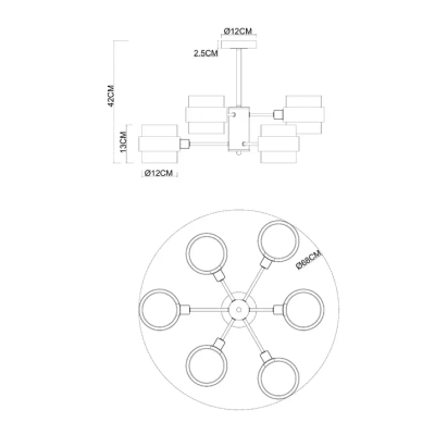 Люстра на штанге Arte Lamp CARLO A8205SP-6BK, 6хE14