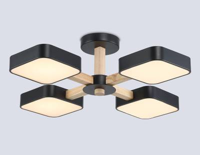 Светильник светодиодный подвесной FL4880/4 BK/WD черный/дерево 72W 3000-6000K D610*160 (без ПДУ)