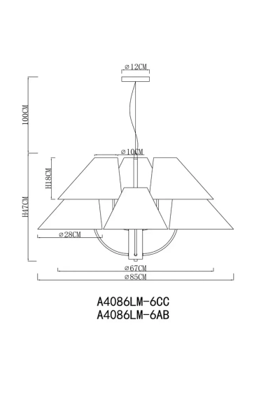 Подвесная люстра Arte Lamp RONDO A4086LM-6CC, 6хE14