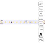Светодиодная лента 48V 7,2W/m 4000К 5м Arte Lamp TAPE A4812010-02-4K, LED
