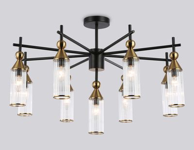 Светильник на штанге LH55258/9 BK/BS/CL черный/латунь/прозрачный E14*9 max 40W D770*530