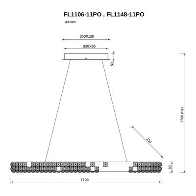 Люстра подвесная Elegance Gold FL1106-11PO, LED