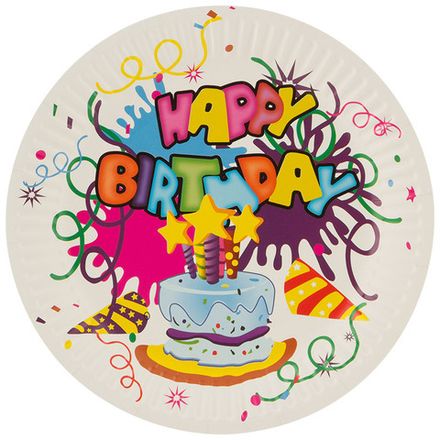 Набор бумажных тарелок "Happy Birthday" 18 см, 6 шт