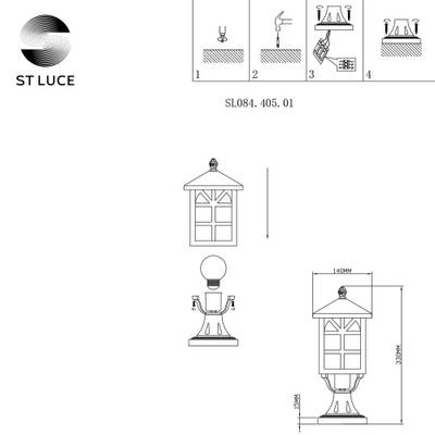 SL084.405.01 Светильник уличный наземный ST-Luce Черный/Черный, Прозрачный E27 1*60W