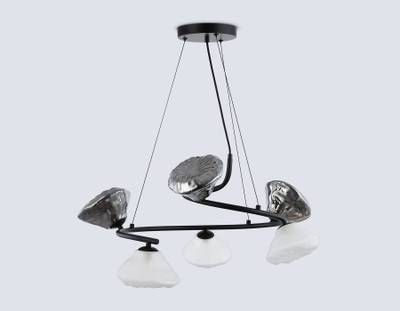 Светильник подвесной LH15003/6 BK/FR/SM черный/белый матовый/дымчатый G9*6 max 40W D630*1150