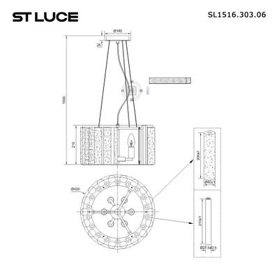 SL1516.303.06 Светильник подвесной ST-Luce Бронза, Прозрачный/Бежевый Алебастр E14 6*40W