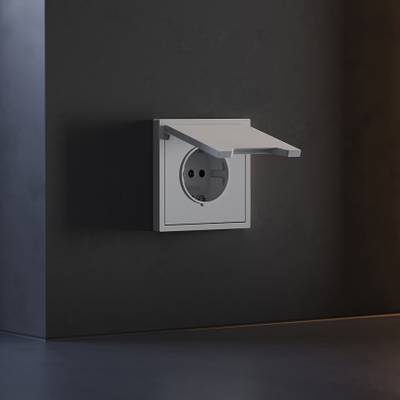 VLS000816 Накладка для розетки с заземлением, защитными шторками и крышкой, S70 (серый). (ТМ Maytoni)