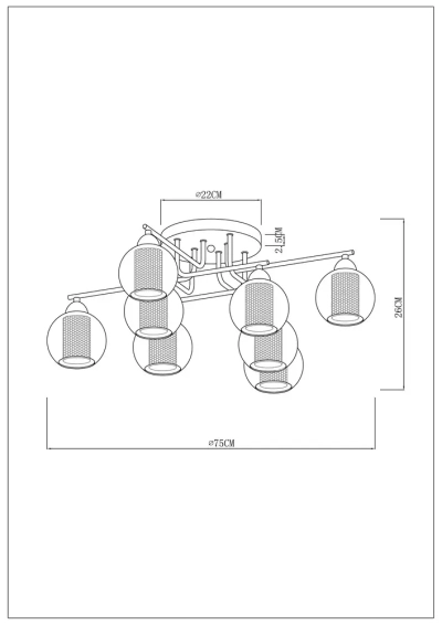 Потолочная люстра Arte Lamp MANCHESTER A7045PL-8BK, 8хE14
