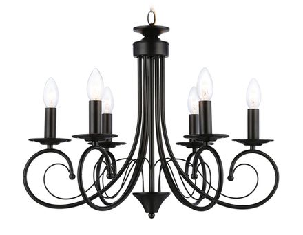 Светильник подвесной TR9612/6 BK черный E14/6 max 40W D560*650