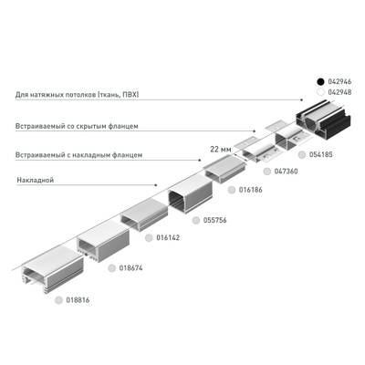 Профиль STRETCH-20-CEIL-D-CENTER-2000 BLACK (Arlight, Алюминий)