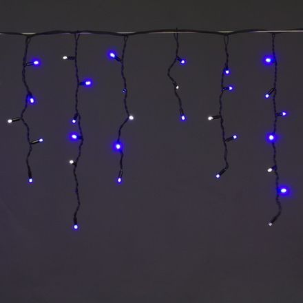 A-057A BL/W FLASH гирлянда светодиодная 5х0,6м 180LED в виде "бахрома" , провод черный,морозостойк.