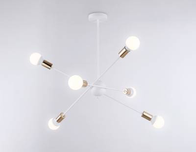 Подвесной светильник в стиле лофт TR80432/6 WH/GD белый/золото E27/6 max 60W D950*730