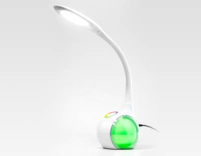 Светодиодная настольная лампа с RGB подсветкой DE532 WH белый LED 4200K+RGB 7.5W