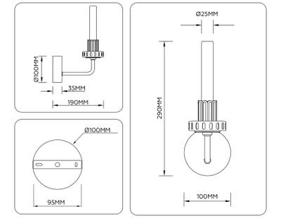 Светильник светодиодный настенный LH53128 GD/WH/GB золото/белый/серо-синий 2W 3000K 100*190*290
