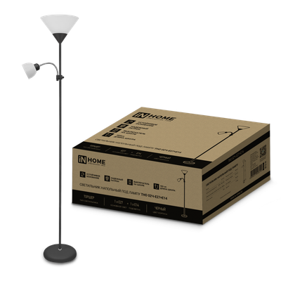 Светильник ТНО 02Ч 60Вт E27/E14 230В торшер напольн. под лампу на основании черн. IN HOME 4690612048512