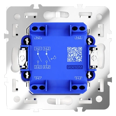 VLS020601 Выключатель с самовозвратом встраиваемый VOLTUM S70 двухклавишный 10А, (белый глянцевый). (ТМ Maytoni)