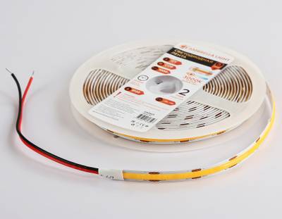 Светодиодная лента GS2601 COB 320Led/ 10W m/ 12V IP20 3000K/ 5000*8*1.54mm/ кратность резки 50mm (2 конт.)