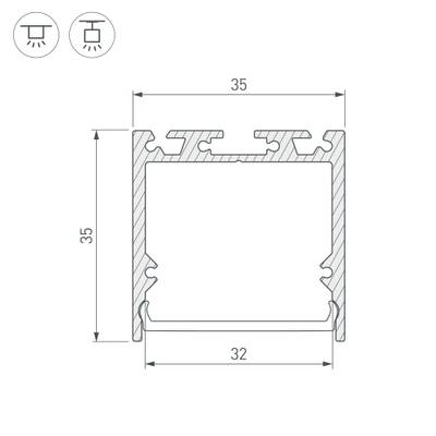 Профиль с экраном SL-LINE-3535-2500 WHITE+OPAL (Arlight, Алюминий)