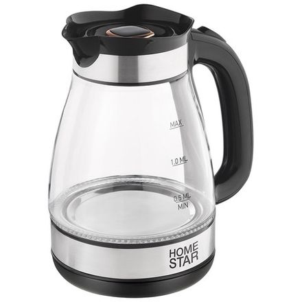 Чайник HomeStar HS-1044 (1,8 л) стекло, пластик, черный