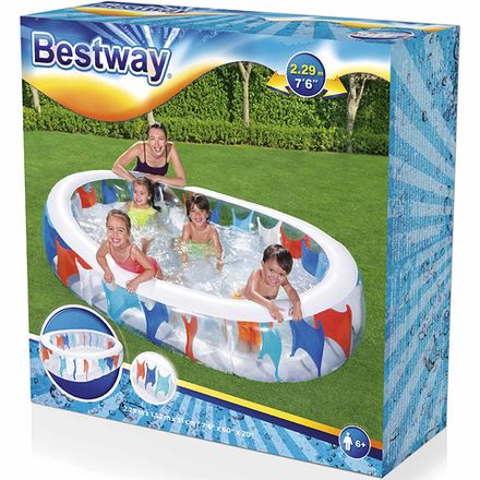 Бассейн овальный надувной семейный 229*152*51 см, 542л, 54066 Bestway