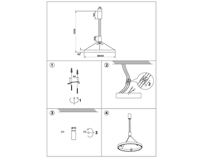 Светильник подвесной светодиодный FL5846/1+3 GD золото 40W 3000K/4200K/6400K D600*1200 (без ПДУ)