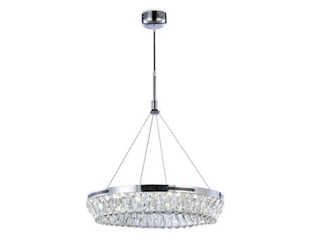Подвесная светодиодная люстра с хрусталем TR5022 CH/CL хром/прозрачный 3000K/4200K/6400K 47W D500*540 (Без ПДУ)