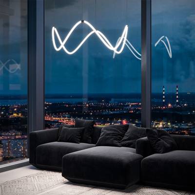 Подвесной светодиодный светильник ССТ с пультом управления 90288/1 черный, LED